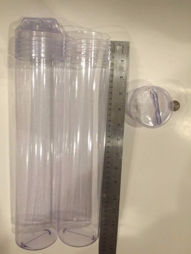 12 pcs xl clear plastic tubes w/hang caps container storage 13 1/4 &#034; x 2.5&#034; for sale