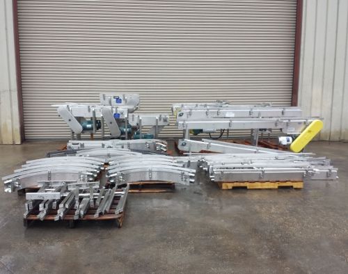 Nercon 4.5” x 100’ long ss bottle conveyor with (10) 90 deg curves, conveying for sale