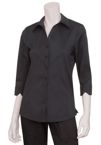 Chef Works WA34-BLK-M Lady 3/4 Sleeve Dress Shirt, Black, Medium Sale