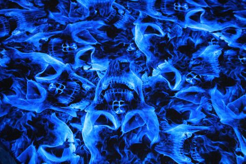 Hydrographic Film Water Transfer Hydrodipping Hydrodip Burning Skulls Blue #60