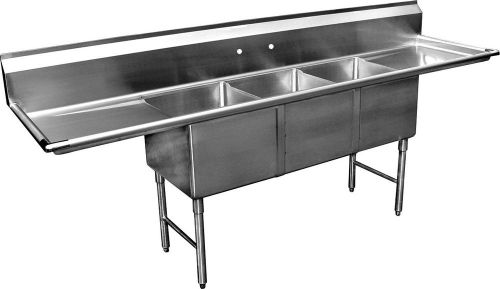 3 comp sink hd 16ga w/ 24x24x14 bowls &amp; two 24&#034; drainboards - sh24243d for sale