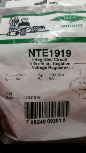 New NTE Electronics NTE1919 Ic-Vltg Reg Neg 15V