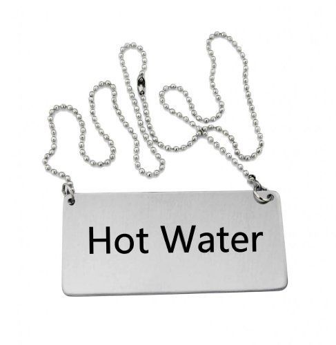 New Star Foodservice New Star Stainless Steel Chain Sign, &#034;Hot Water&#034;,