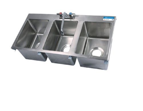 Three Compartment Drop In Sink w/ Faucet BBK-DIS-1014-3-P-G