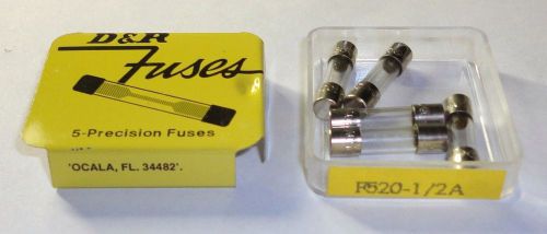 BOX OF 5 NOS TYPE GMA D&amp;R F520 1/2 AMP (500ma)  FAST BLOWING  5mmx20mm FUSE 250V