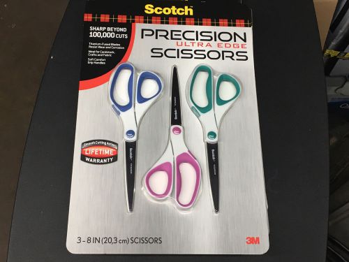 NEW 3 pack Scotch Precision Ultra Edge Scissors lifetime warranty titanium