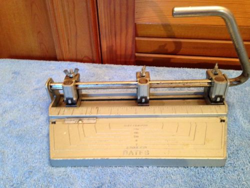 Vintage Bates Heavy Duty Professional Adjustable 3 Hole Punch Made in USA