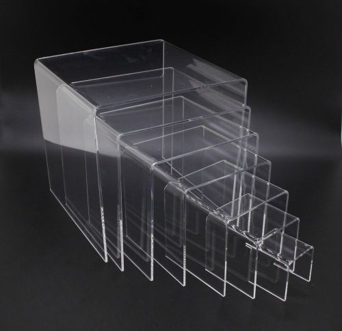 Clear Plexiglass Lucite Acrylic Display Risers - Set of 7 - 1/8&#034; Thick 20003