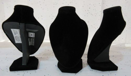 Wholesale Lot Bulk 3 Necklaces Display Neck Forms Black Velvet 6&#034; Tall by 3&#034; W19