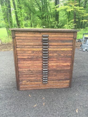 Antique industrial  hamilton 20 drawer type cabinet jewelry for sale