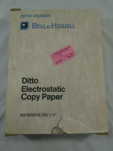 Vintage Box of Bell &amp; Howell Ditto Electrostatic Copy Paper 500 Sheets Unopened