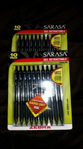 2 10 packs SARASA ZEBRA GEL RETRACTABLE BLACK INK PENS MEDIUM POINT O.7mm pack