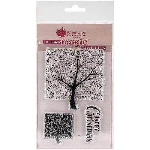 &#034;Woodware Clear Stamps 3.5&#034;&#034;X5.5&#034;&#034;-Holly Tree&#034;