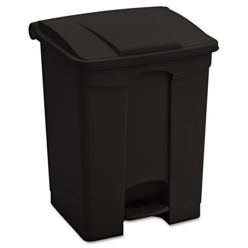 Safco large capacity plastic step-on receptacle, 17gal, black for sale