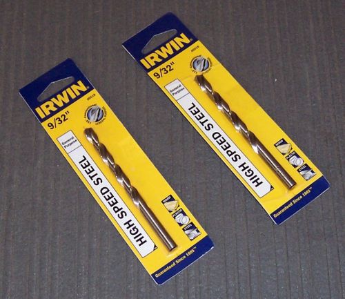 2 ea. 60518 Irwin 9/32&#034; Jobber Length HSS Drill Bits