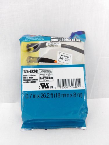 Brother P-touch TZe-241 3/4 black on white flexible cable label
