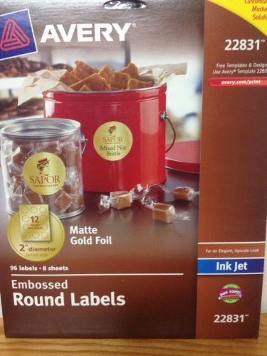 Avery Embossed Round Labels Matte Gold Foil 2 inch Diameter Labels 22831 (96)