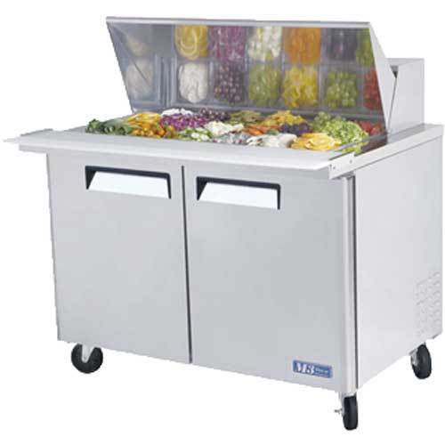 Turbo mst-48-18 refrigerated counter, sandwich salad prep table, mega top, 2 doo for sale