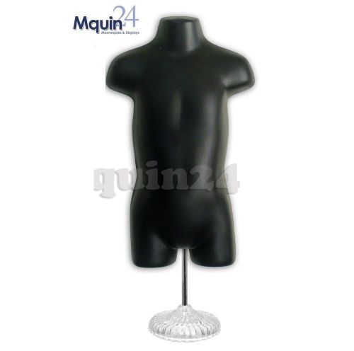 1 TODDLER MANNEQUIN + 1 STAND + 1 HANGER  HARD PLASTIC BLACK TODDLER BODY FORM