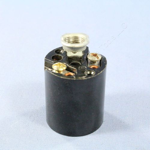 New leviton black phenolic lampholder light socket hickey e26 medium base 3352-8 for sale