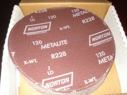 NORTON PSA Stick and Sand Discs 120 Grit 8&#034; QTY 50, METALITE, 36355  |AB2|RL