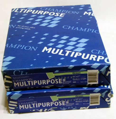 CHAMPION Multipurpose Copy Paper 20 Pound 8-1/2 x 11 - GREEN - 2 Reams of 500