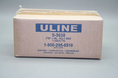 1000 Count Uline Polyethylene Flat Poly Clear Bags 3&#034; x 5&#034; Cards Card S-3638