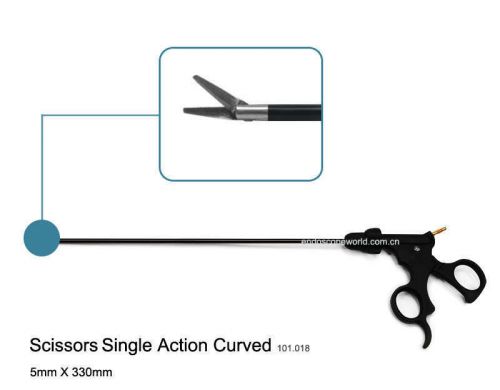 New Single Action Curved Scissors 5X330mm Laparoscopy
