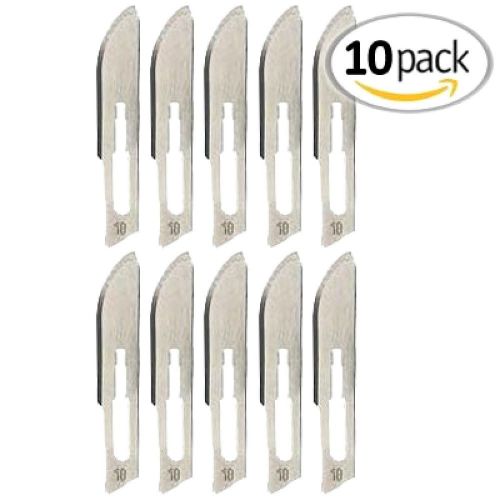 10pc Surgical Grade Sterile Universal Replacement #10 Carbon Steel Scalpel Blade