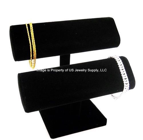 Black Oval Double T Bar Display for Bracelets, Watches Chains  7 1/2&#034;W x 7&#034;H