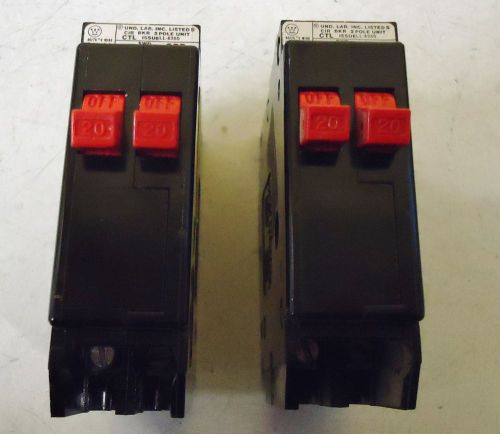 2 WESTINGHOUSE 20A CIRCUIT BREAKERS SWD 120/240 VAC QPD CTL ISSUE LL-8350 2 POLE