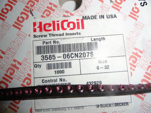 Heli-Coil 6-32 X 1.5D (.207&#034;) Screw Thread Inserts, 3585-06CN207S, Partial Roll