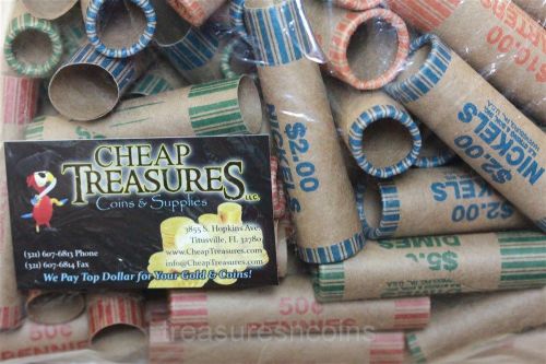 NF STRING (100) ASSORTED COIN WRAPPERS PREFORMED SHOTGUN WRAPPING TUBE ROLL
