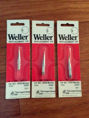 NEW Lot 3 WELLER Replacement Tips Soldering PTK8 Fits Model TCP1 Made USA ~NEW~