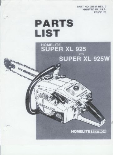 A homelite  (super xl 925 &amp; 925 w) chainsaw parts list &amp; repair dia. copy for sale