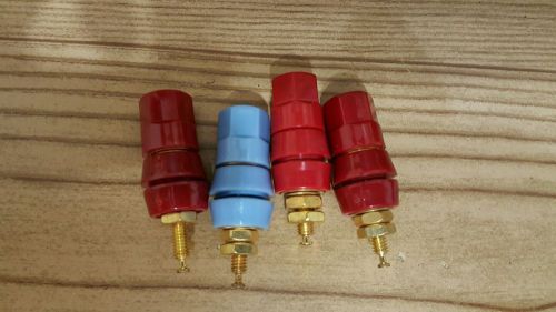 Lot x 4 Pomona  Pin Tip Jack, Gold-Plated, Red (3) and Blue (1)