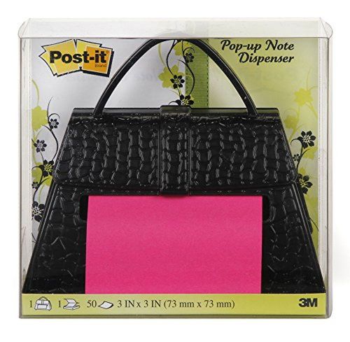 Post-it pop-up notes dispenser for 3 x 3-inch notes black purse includes gree... for sale
