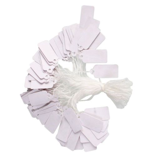 100 Pcs Price Label Tags with Hanging String for Jewelry Display 23 x 13mm Wh...
