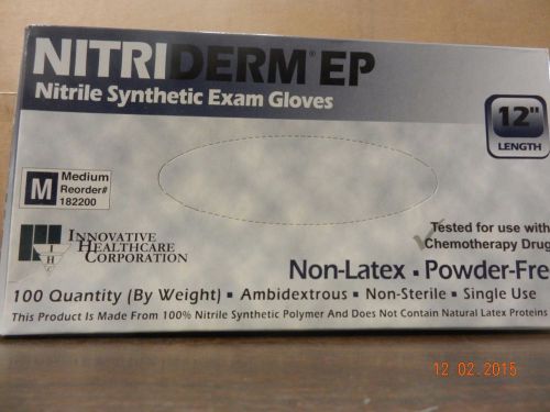 NitraDerm # 182200 Nitrile Exam Glove Blue 12&#034; Powder Free Sz Medium - 100 pcs
