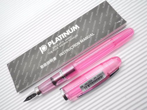 Clear Pink Platinum PGB-3000A 0.3mm Fine fountain pen free 2 cartridges(Japan)