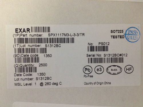 EXAR SPX1117M3-L-3-3/TR LOT OF 2500 800mA Low Dropout Voltage Regulator