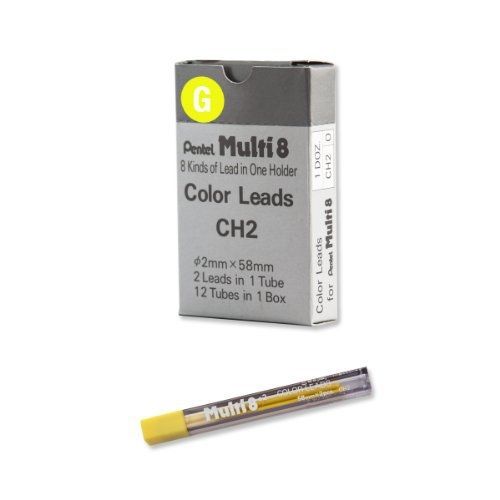 Pentel Arts 8 Colour Pencil Lead Refill, Yellow, 24 Pieces of Lead (CH2-G)