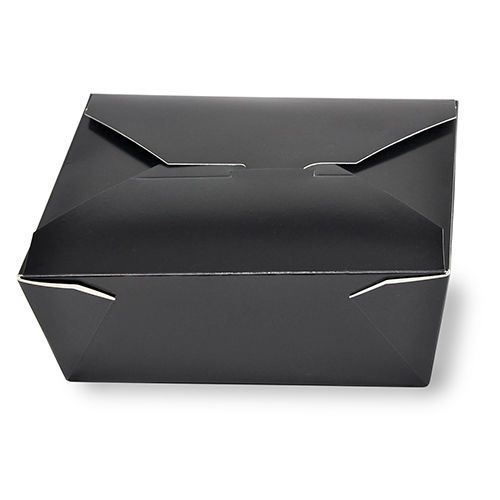 Royal 6&#034; x 4-3/4&#034; x 2.5&#034; #8 Black Folded Takeout Box, Package of 50, FTB8BK