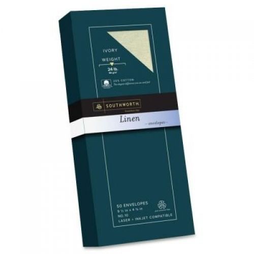 Southworth Fine Linen Envelopes,#10 (4.12&#034; x 9.5&#034;) - 24lb - Cotton Fiber, Linen