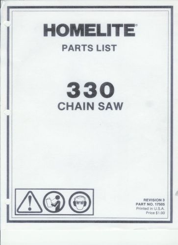 A HOMELITE  (330) Chainsaw Parts List &amp; Repair Dia. Copy