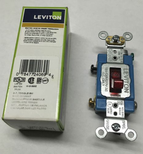 LEVITON 1201-PLR Wall Switch, 1-Pole, Toggle, Maintained, Red