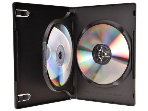 100 BLACK DOUBLE (2) DVD CASE W/FLIP TRAY