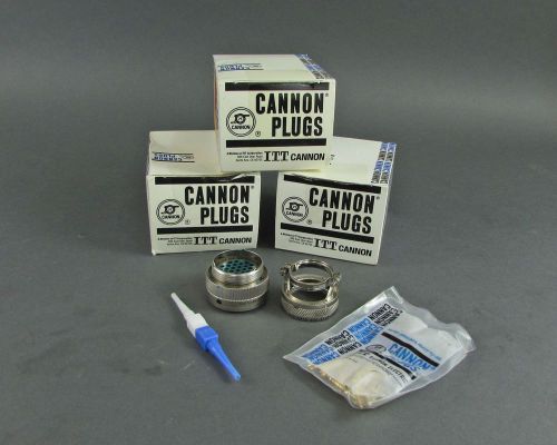 Lot of (3) itt cannon pv66853-27 connector plugs w/ 32 gold-plated contacts for sale