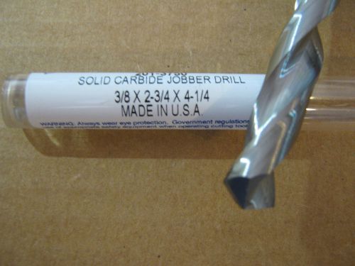 3/8&#034; (.3750) jobber (std) carbide 25 deg helix 118 deg split pt drill &#034;new&#034; for sale
