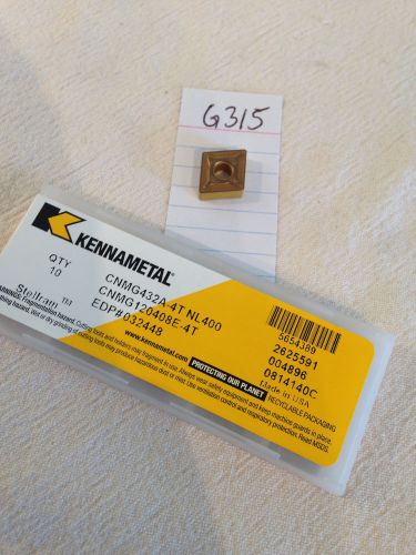 10 NEW KENNAMETAL CNMG 432A-4T CARBIDE INSERTS. GRADE: NL400 {G315}